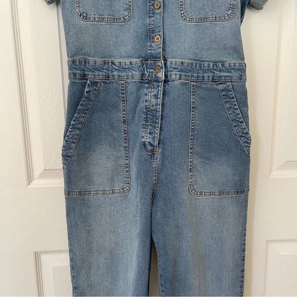 Celebrity Pink Denim Utility Painters Overalls Jumpsuit - Picture 4 of 16